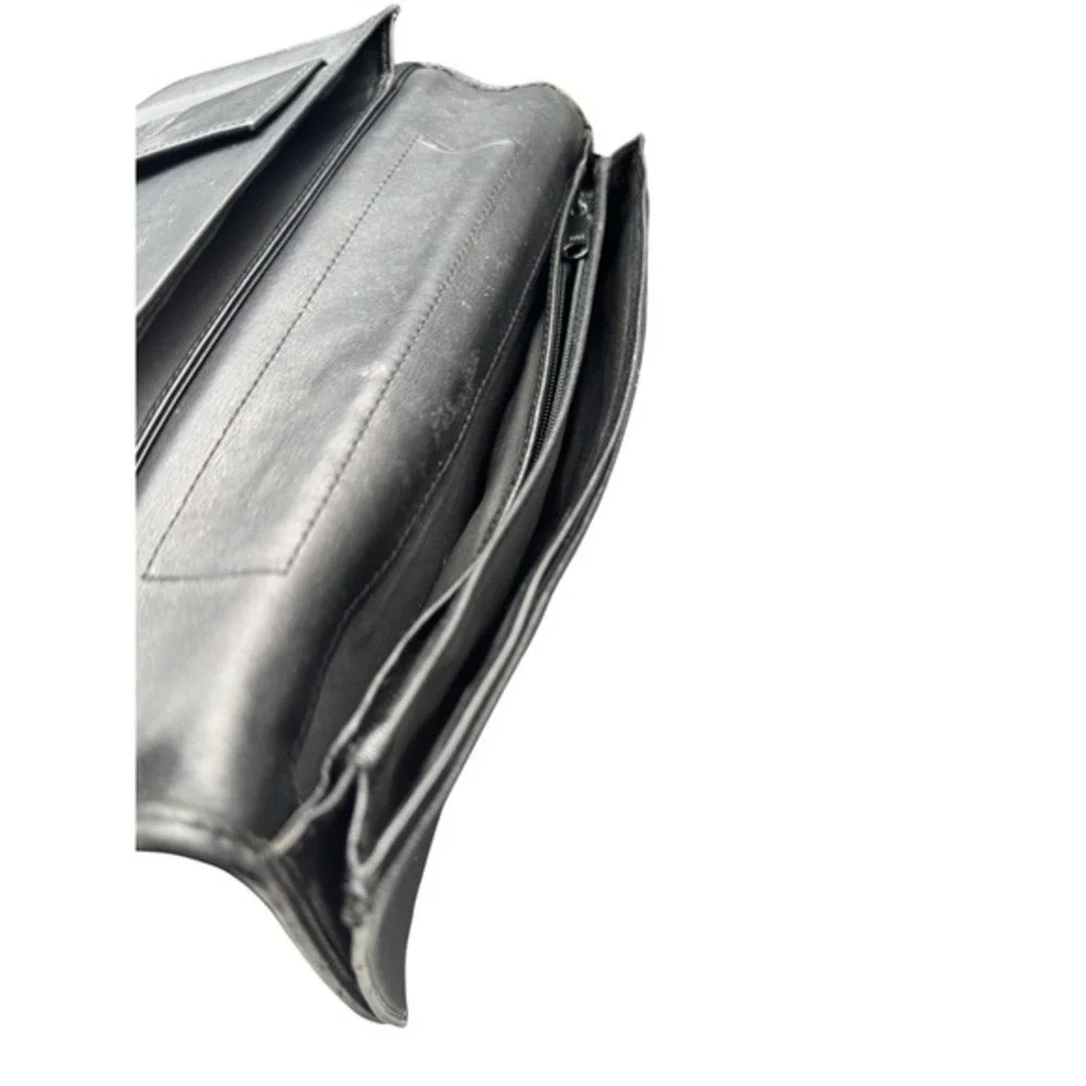 Tumi Black Leather Travel Wallet Organizer Card‎ Holder Passport Clutch KC